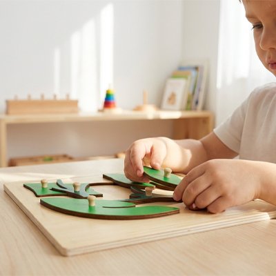 Puzzle en bois Développe l’observation scientifique, la classification et l’auto-correction.