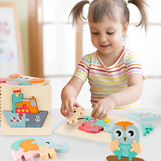 Puzzle enfant • Cognition visuo‑spatiale: repérer les contours, compléter une silhouette, anticiper les rotations.