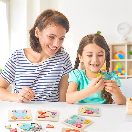 Puzzle enfant • Motricité fine et coordination œil‑main: saisir, pincer, tourner, ajuster