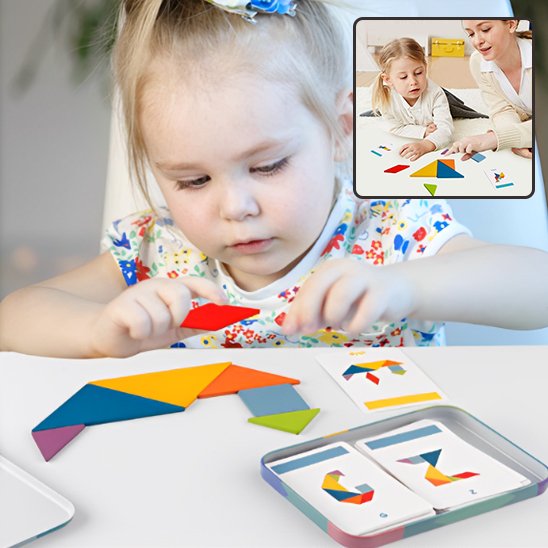 Puzzle enfant • tangram en bois Montessori animaux 60 cartes jeu éducatif 3–6 6–12