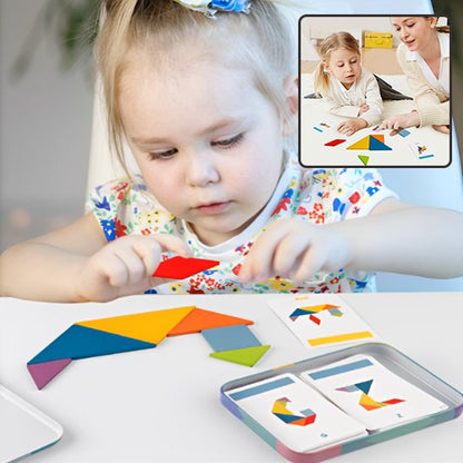 Puzzle enfant • tangram en bois Montessori animaux 60 cartes jeu éducatif 3–6 6–12