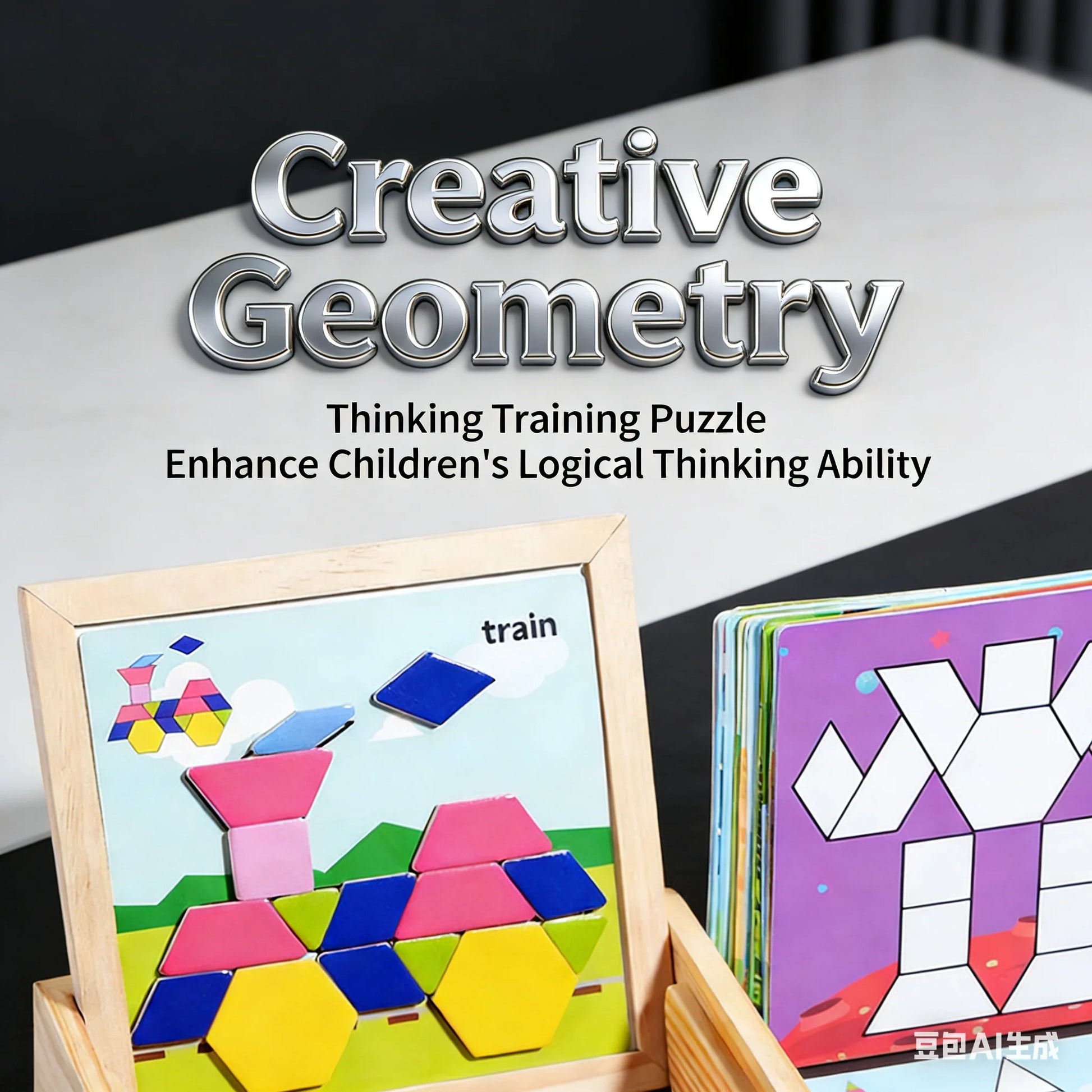 • puzzle géométrique magnétique EVA avec cartes modèles apprentissage logique 3–6 ans