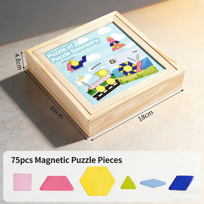 Les pièces géométriques (hexagones, trapèzes, losanges, triangles…) se fixent facilement sur la surface magnétique 