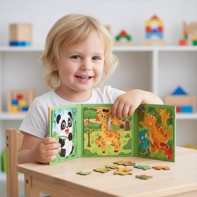 Puzzle magnétique, livre puzzle magnétique animaux 3 ans
