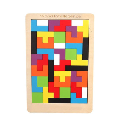 Puzzles 3D en Bois de Dessin Animé - Jeu Tetris - Jeu Éducatif Enfant
