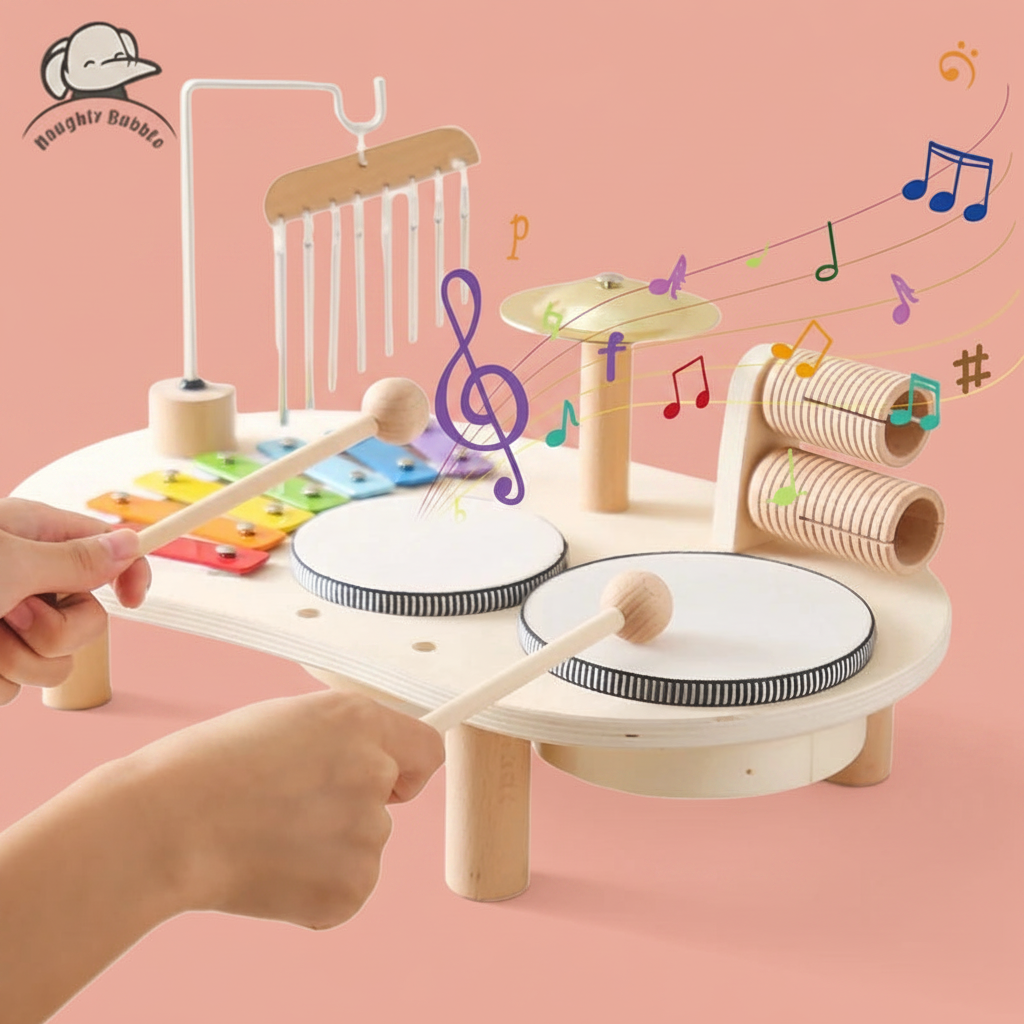 Table musicale fond corail