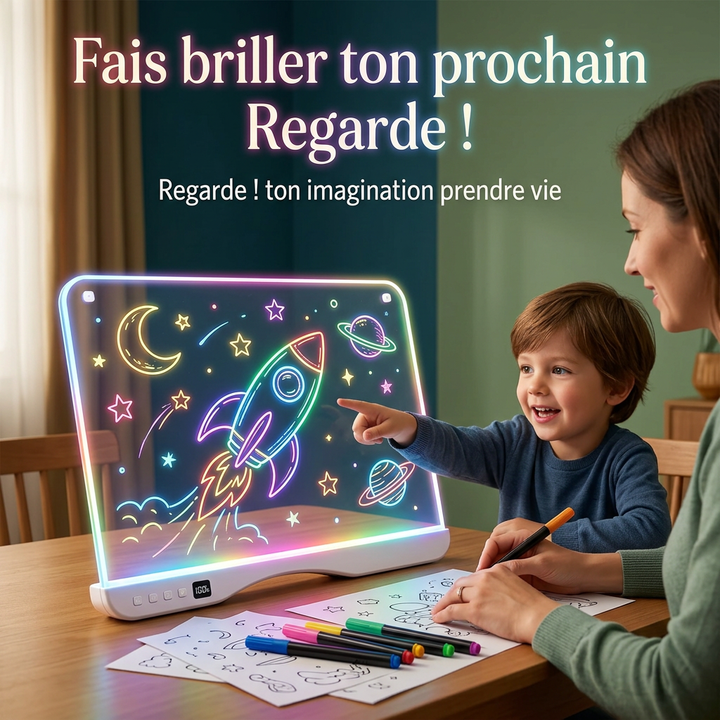 tablette à gribouiller lumineuse acrylique enfant