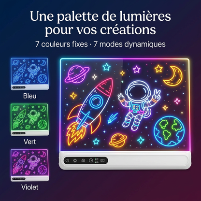 tablette lumineuse à dessin avec lumières colorées