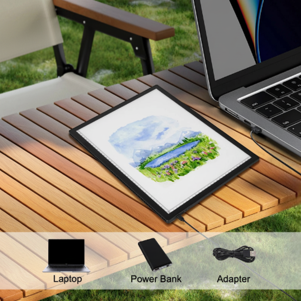 Tablette lumineuse LED A3 rechargeable batterie 2800mAh - compatible laptop power bank USB