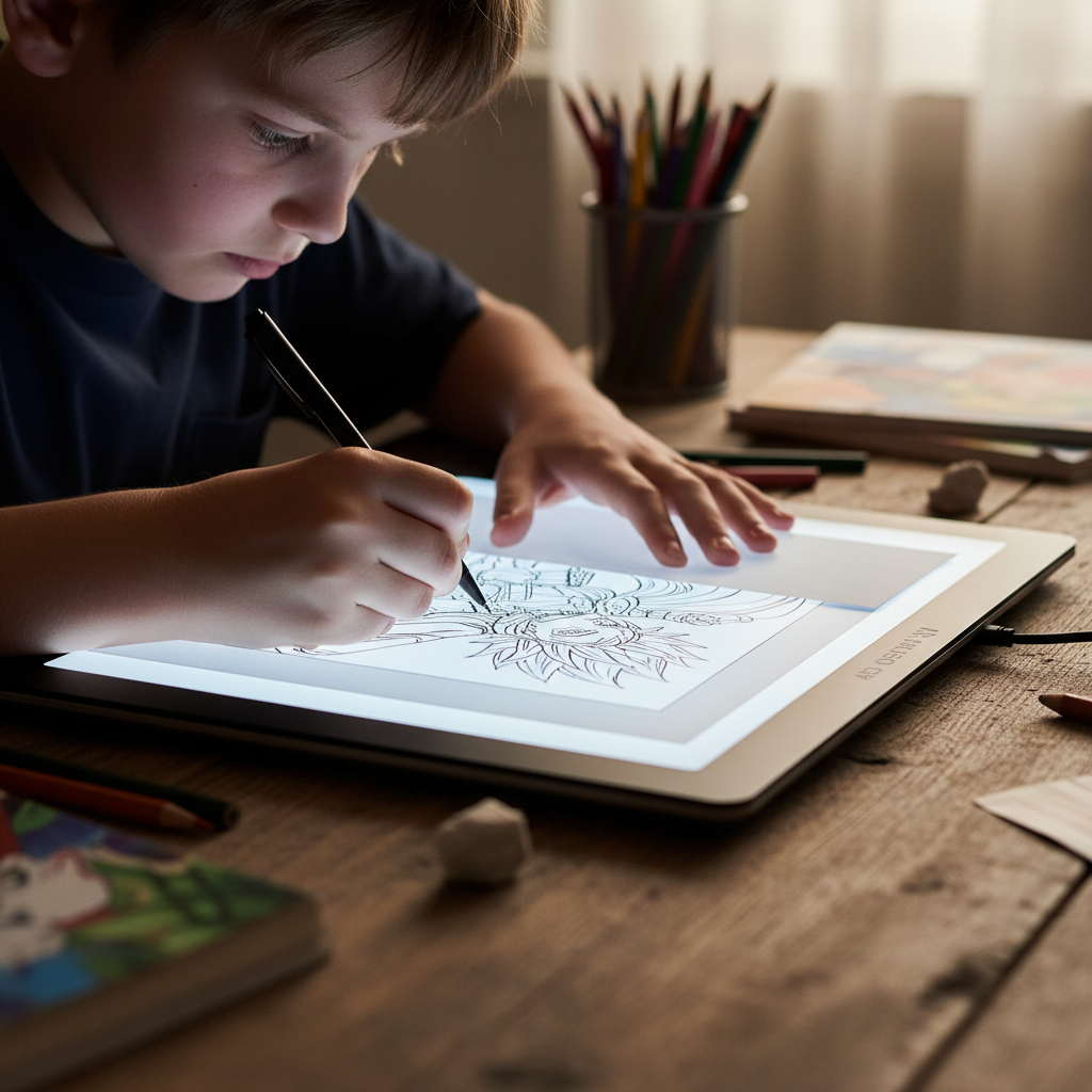 Mains enfant traçage précis manga tablette lumineuse A3 - motricité fine coordination