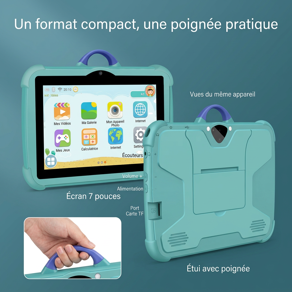 tablette pour enfants avec étui antichoc poignée