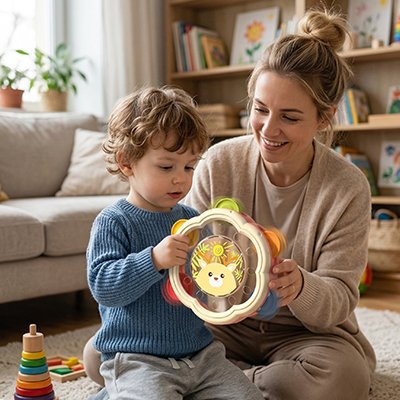 Tambourin • instrument éveil sensoriel motricité fine tout‑petits