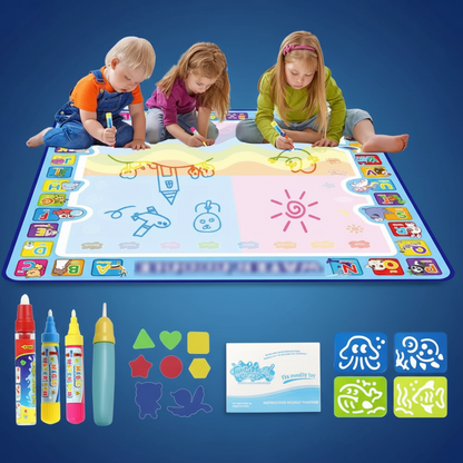 Tapis Dessin Magique – fond bleu océan uniquement